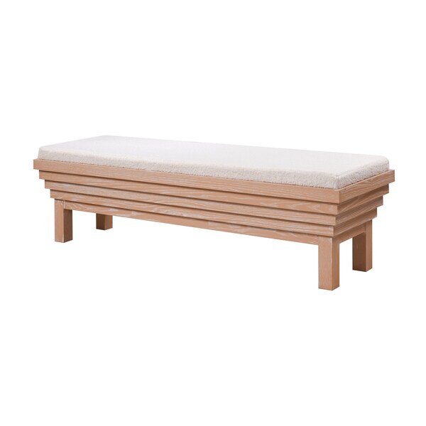 Joanne Bench, Light Oak With Boucle